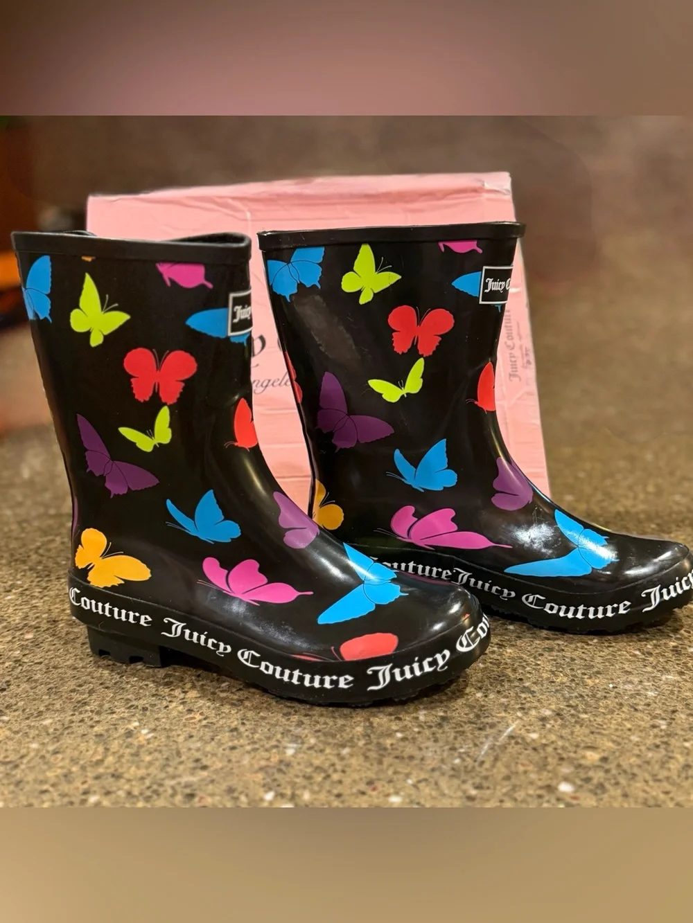 NEW JUICY COUTURE Colorful Butterfly Rain boots - Size 9